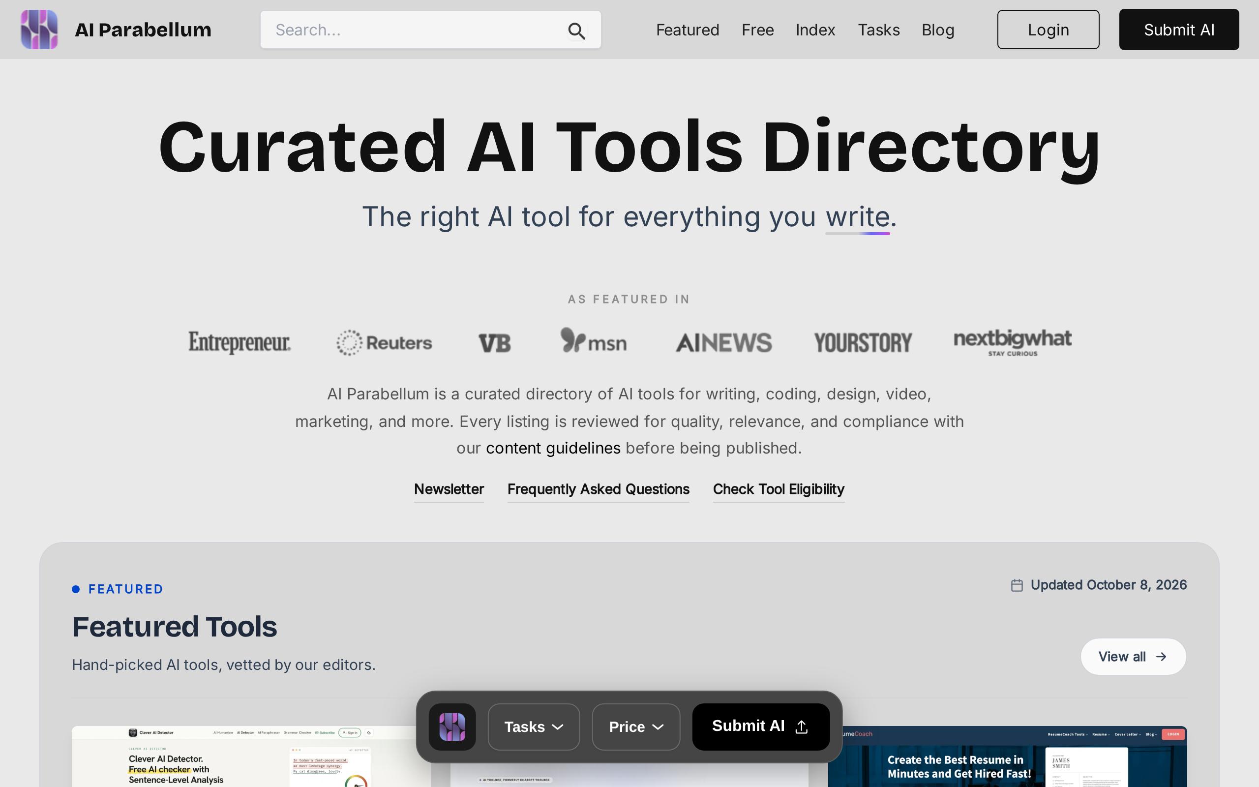 Homepage of AI Parabellum
