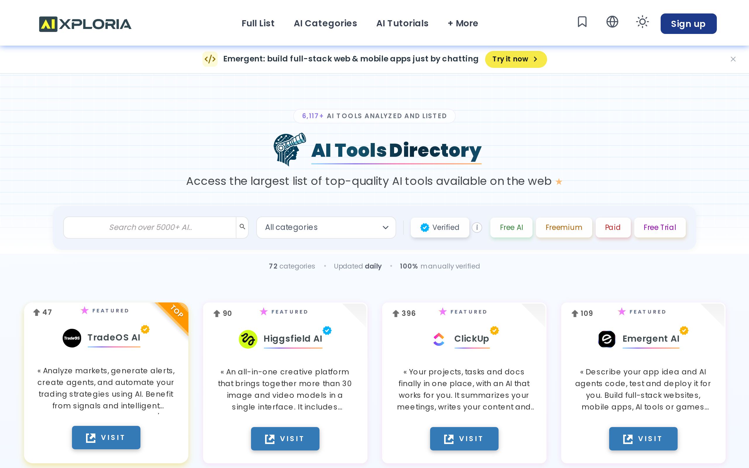 Homepage of AIxploria