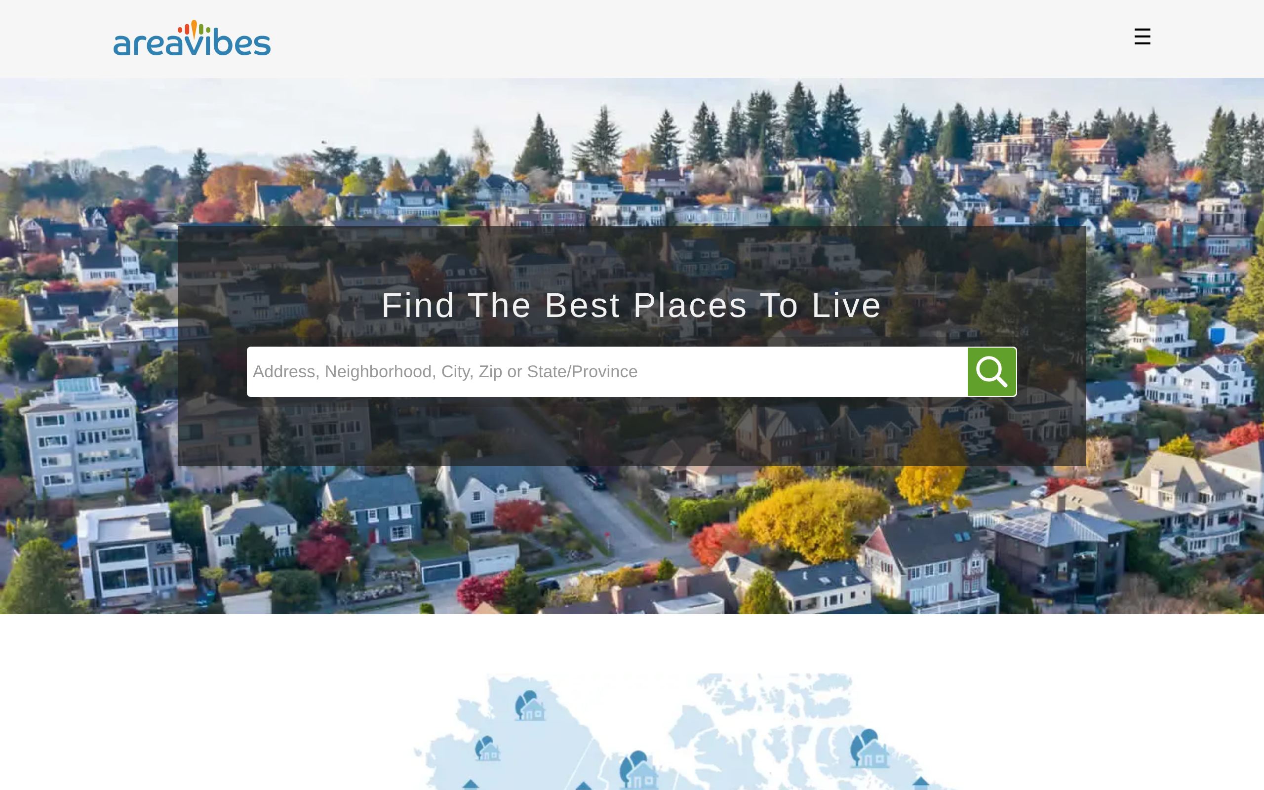 Homepage of AreaVibes