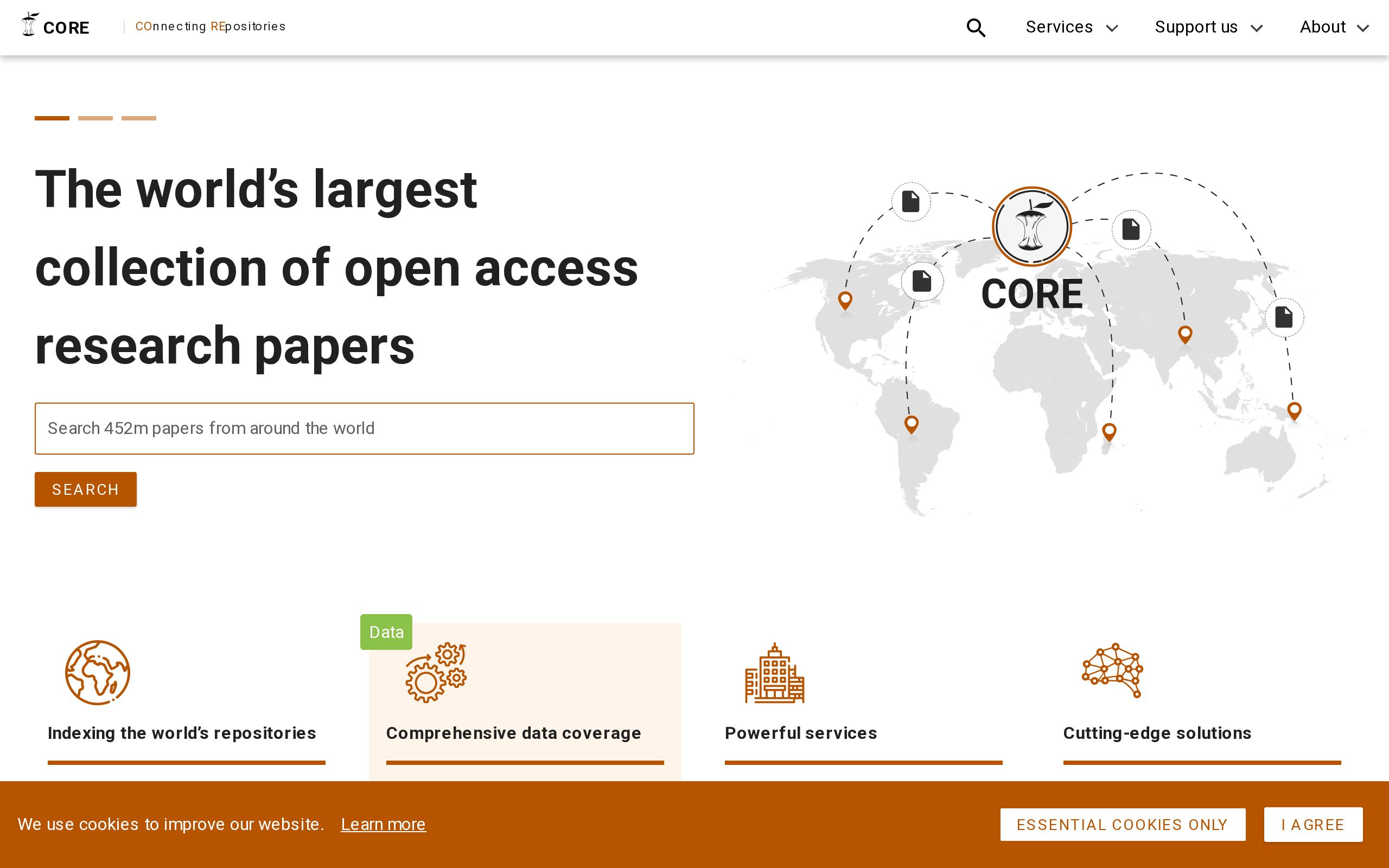 Homepage of CORE