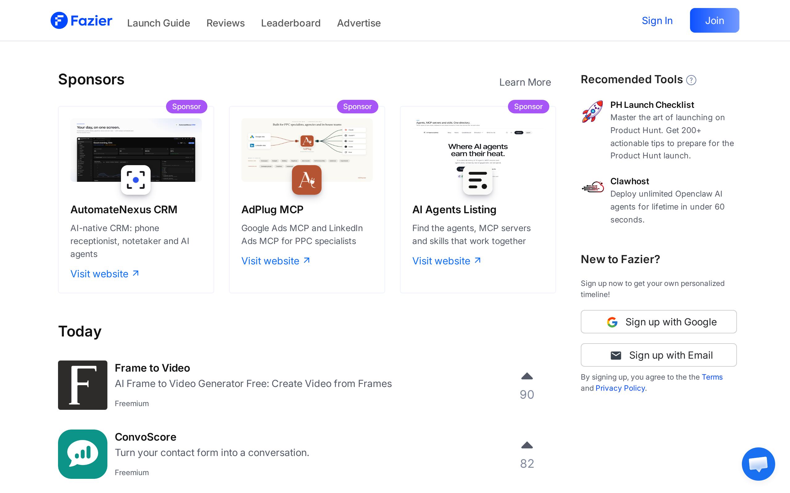 Homepage of Fazier