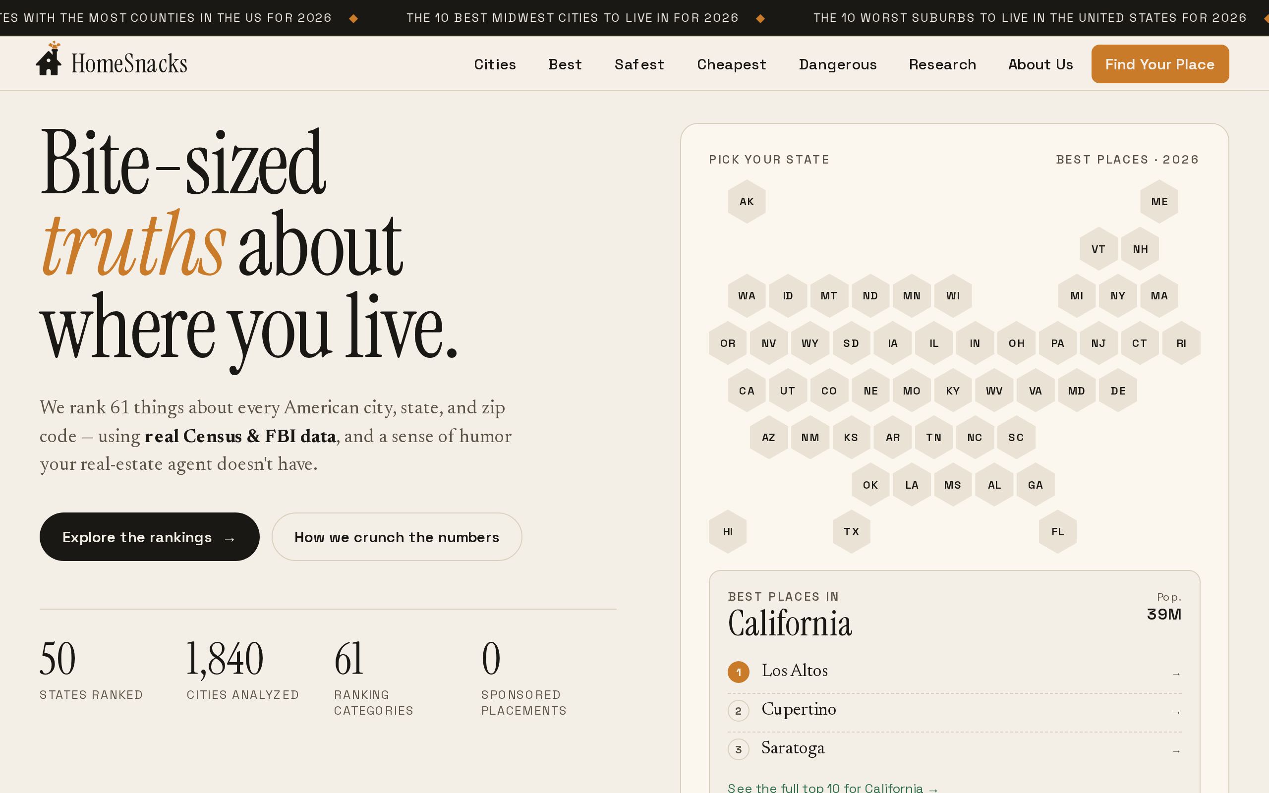 Homepage of HomeSnacks