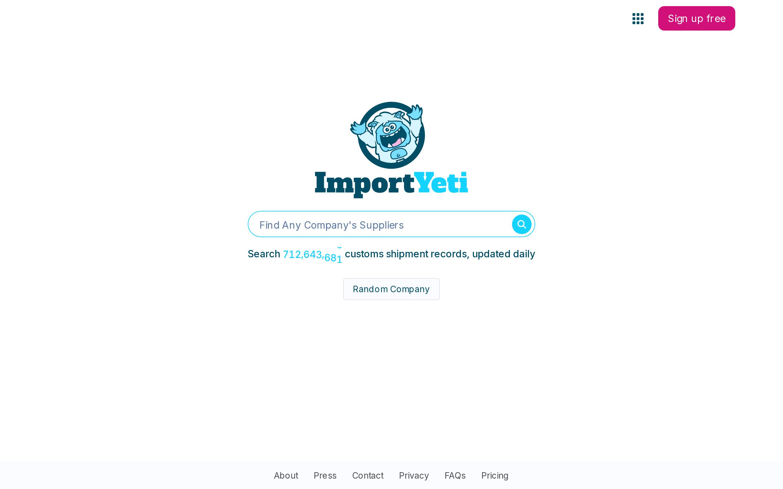 Homepage of Import Yeti