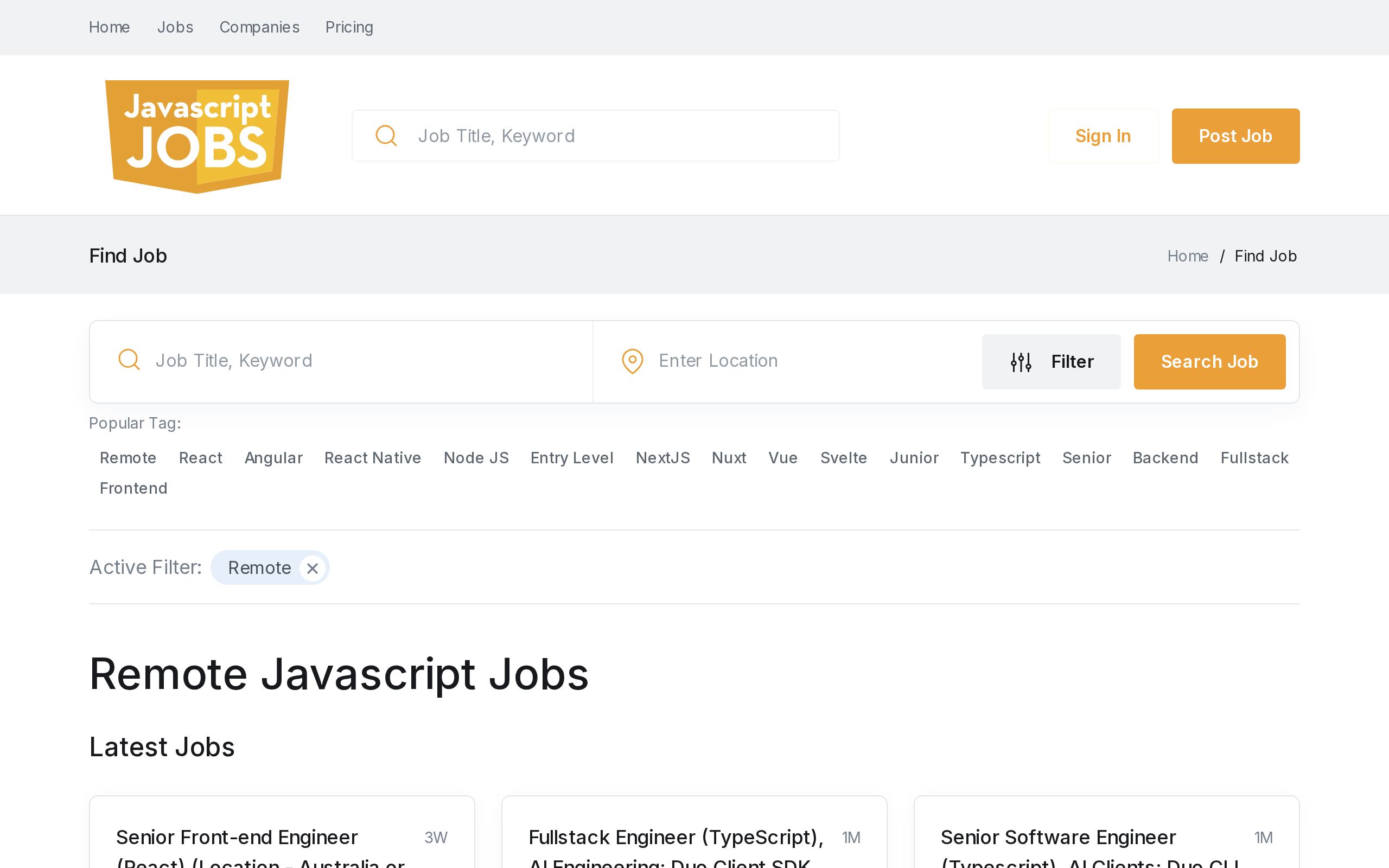 Homepage of JS Remotely