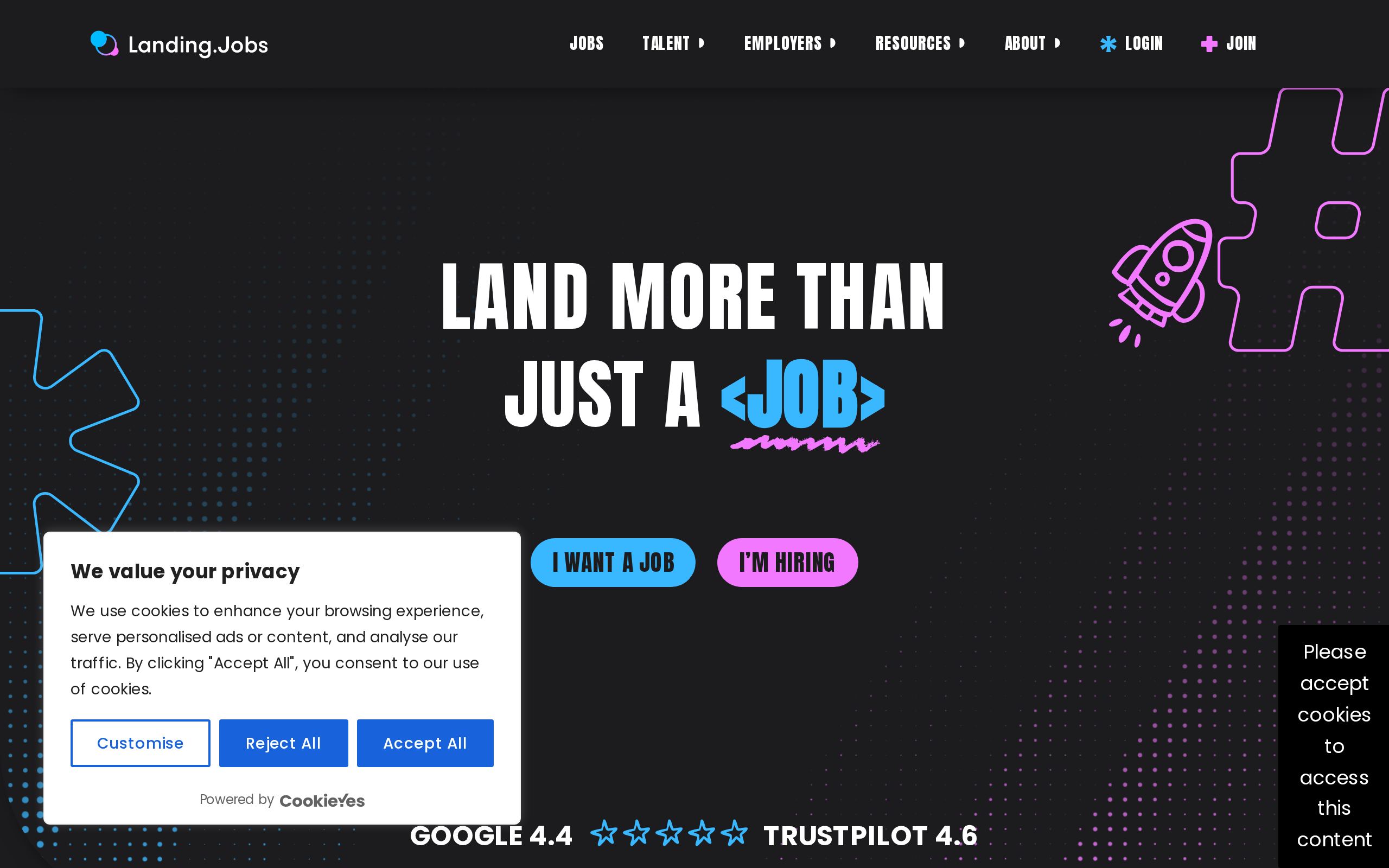 Homepage of Landing.Jobs
