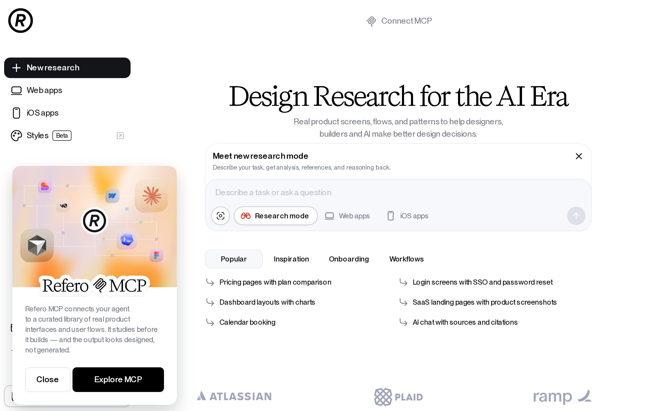 Homepage of Refero
