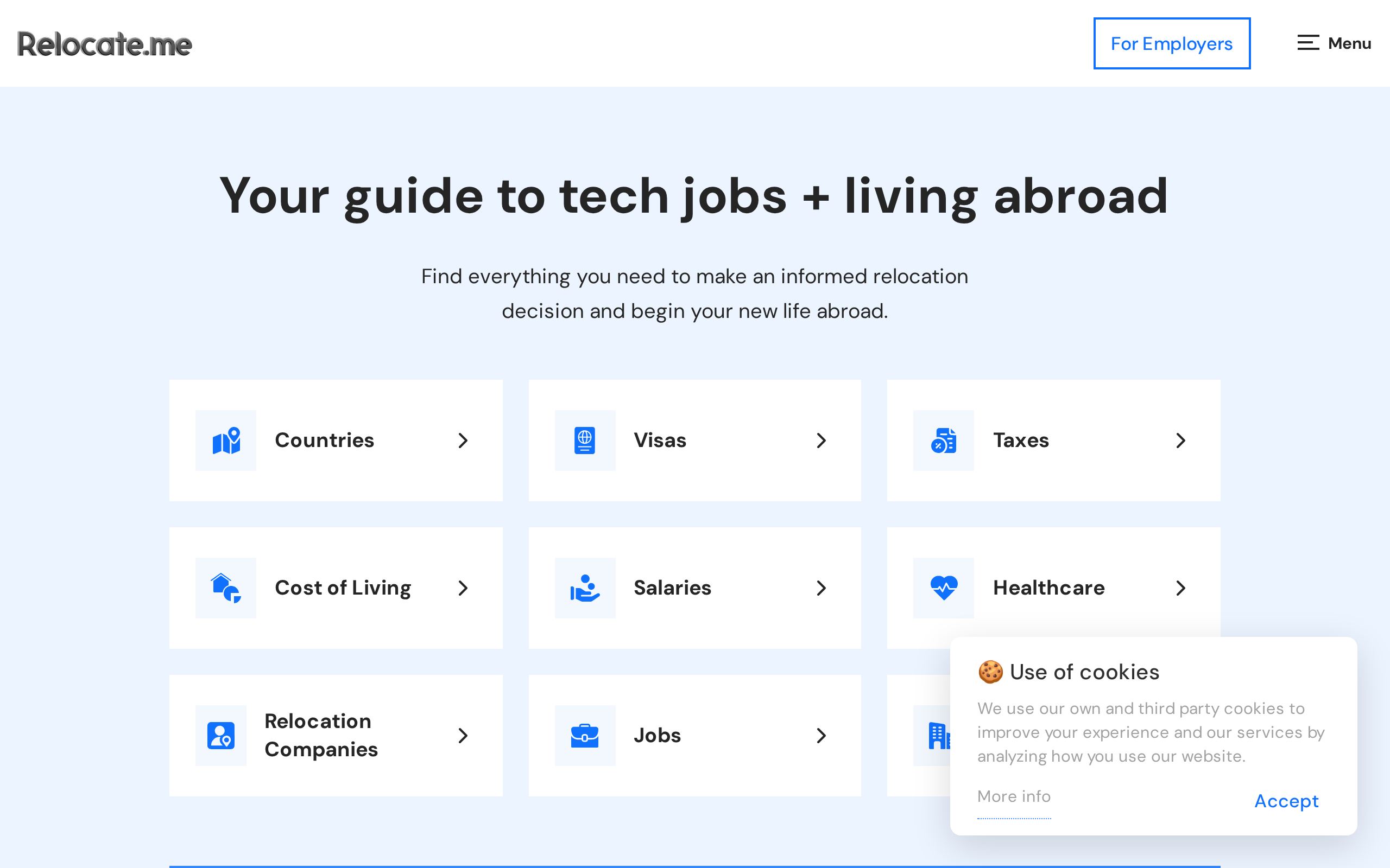 Homepage of RelocateMe