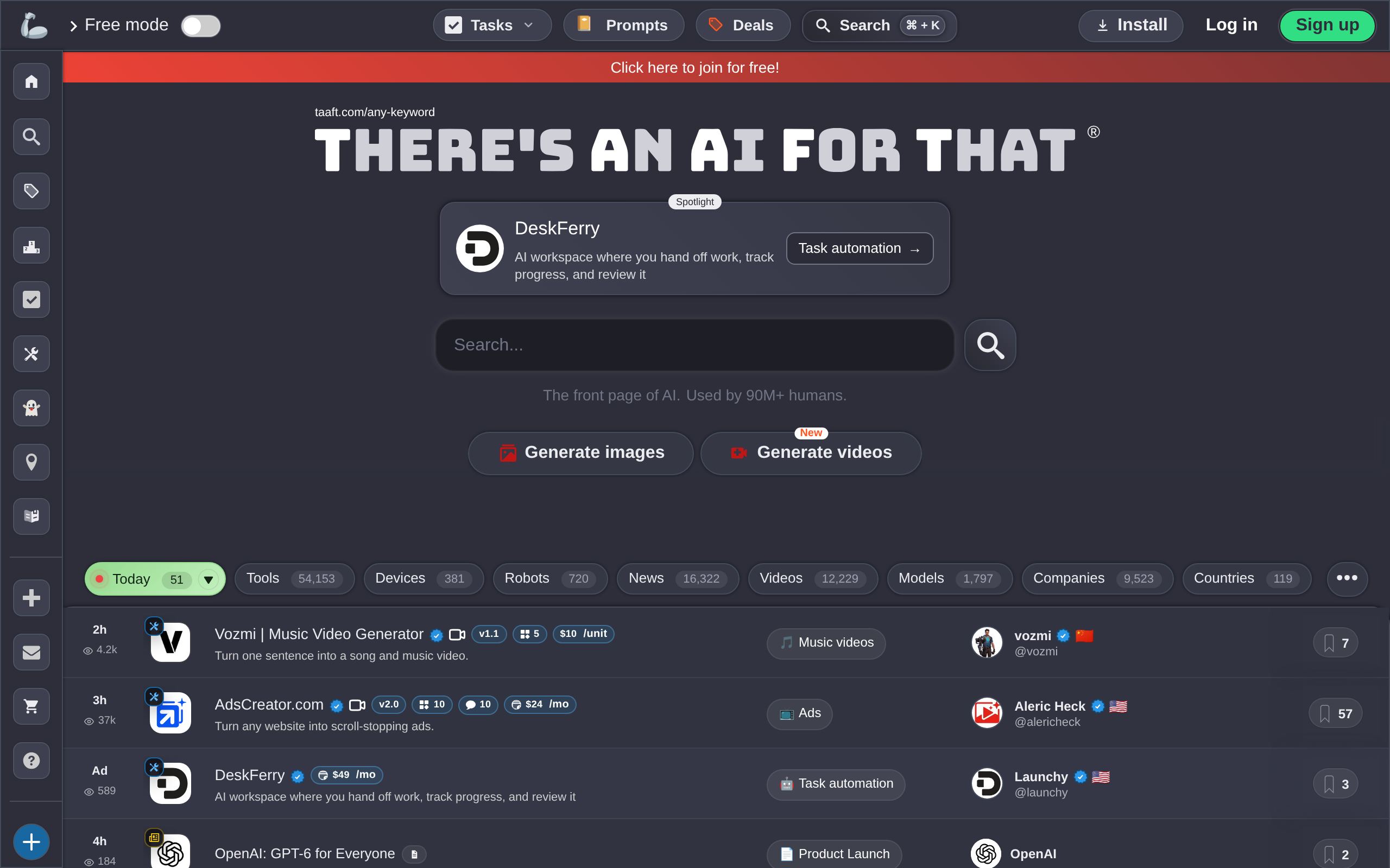 Homepage of There's An AI For That