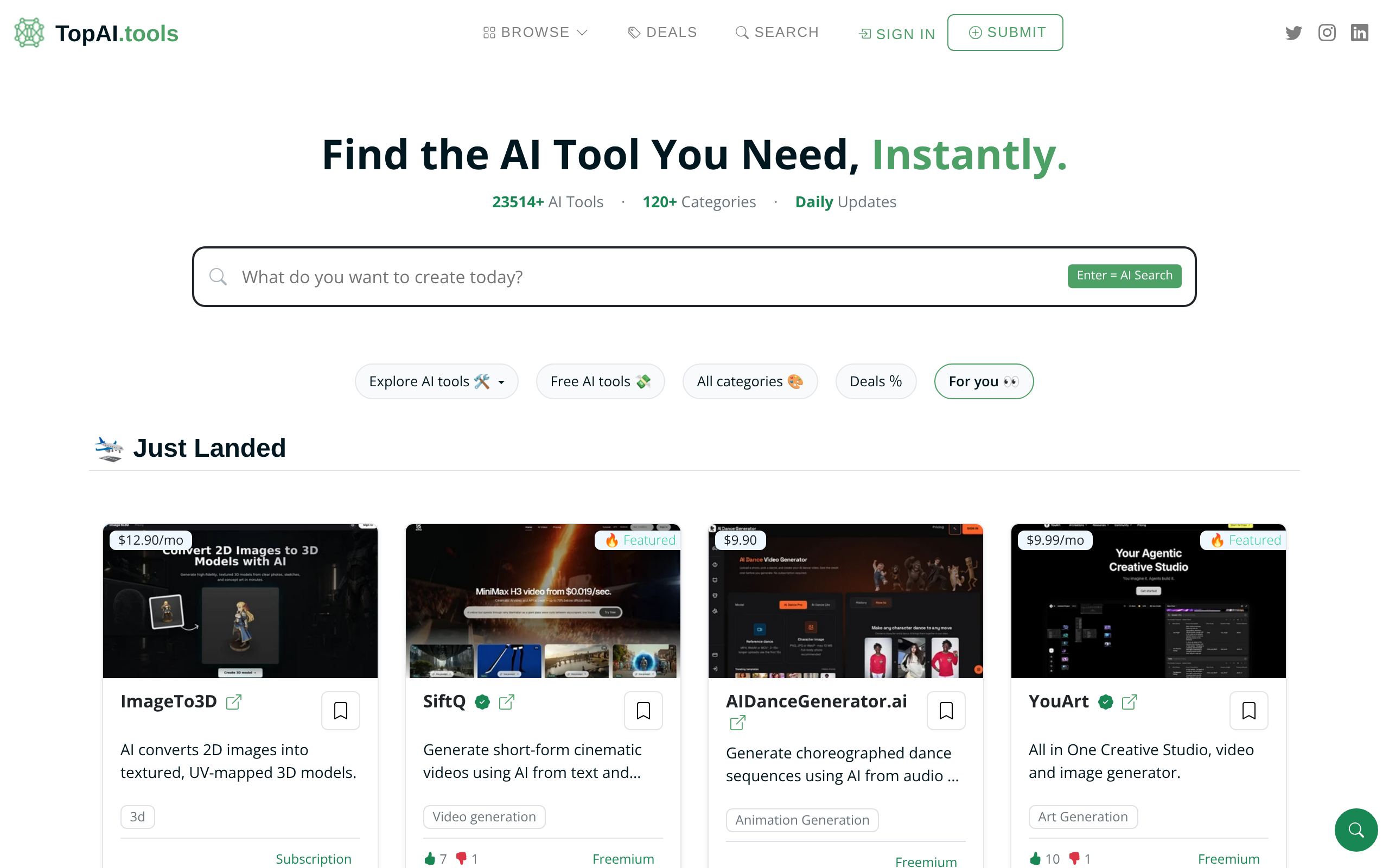 Homepage of TopAI.tools