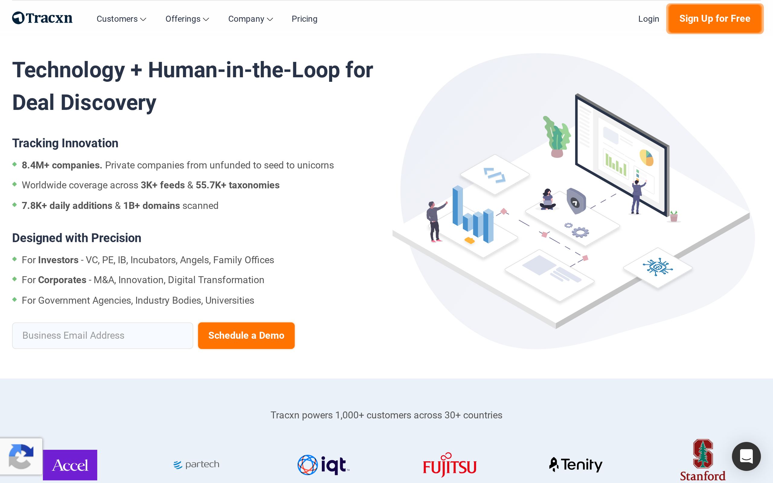 Homepage of Tracxn